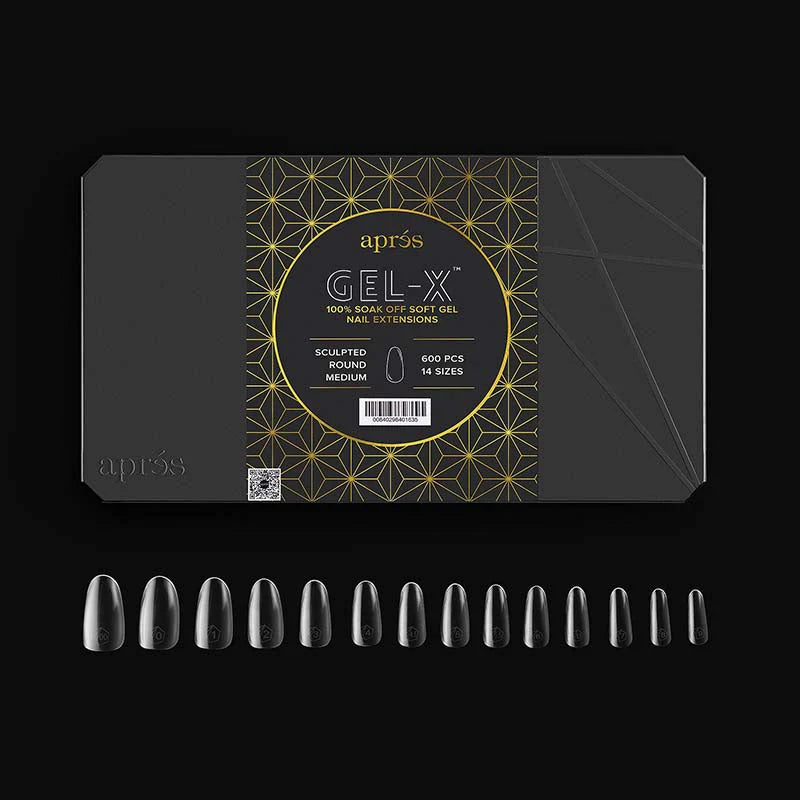 APRES Gel-X Tips 2.0 - Sculpted Round Medium #M (600pcs Box of Tips 14 sizes)