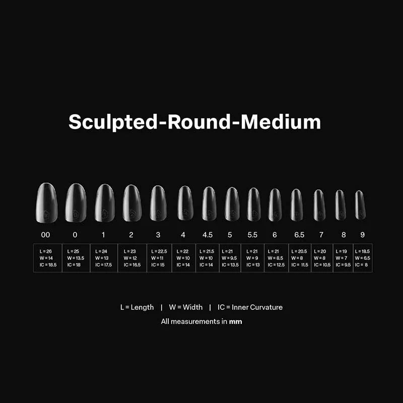 APRES Gel-X Tips 2.0 - Sculpted Round Medium #M (600pcs Box of Tips 14 sizes)