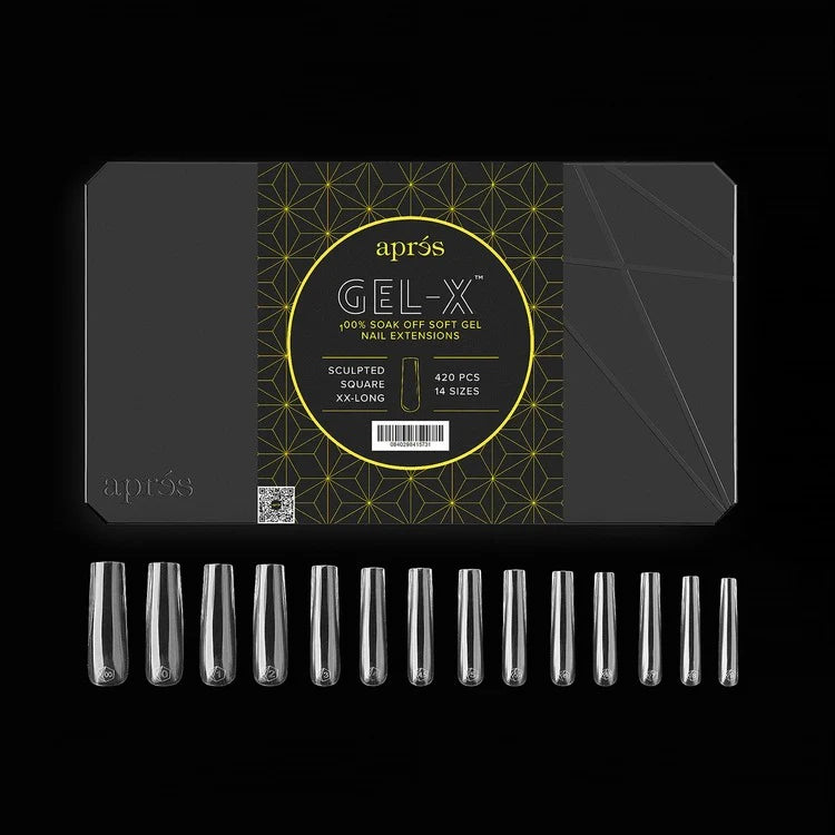 APRES Gel-X Tips 2.0 - Sculpted Square Extra Extra Long #XXL (420pcs Box of Tips 14 sizes)