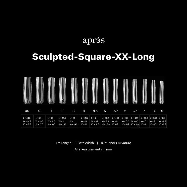APRES Gel-X Tips 2.0 - Sculpted Square Extra Extra Long #XXL (420pcs Box of Tips 14 sizes)