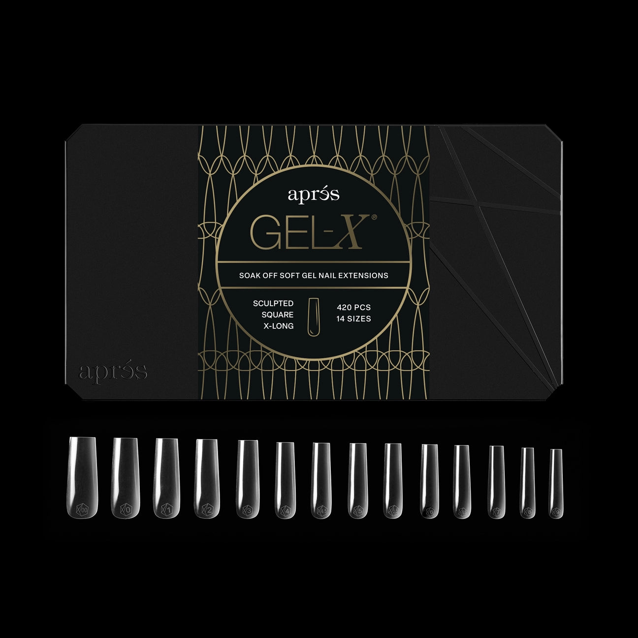 APRES Gel-X Tips 2.0 - Sculpted Square Extra Long #XL (420pcs Box of Tips 14 sizes)