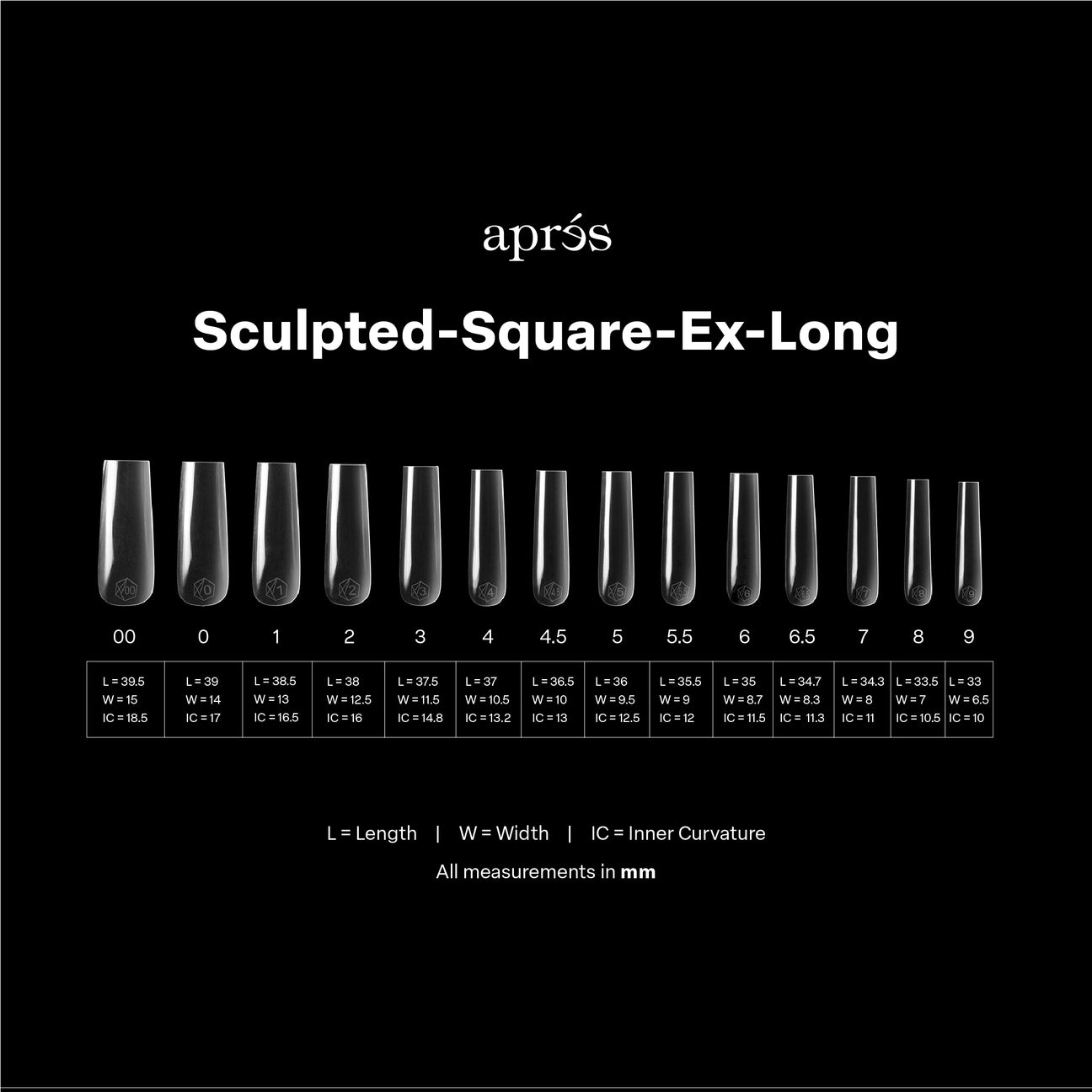APRES Gel-X Tips 2.0 - Sculpted Square Extra Long #XL (420pcs Box of Tips 14 sizes)
