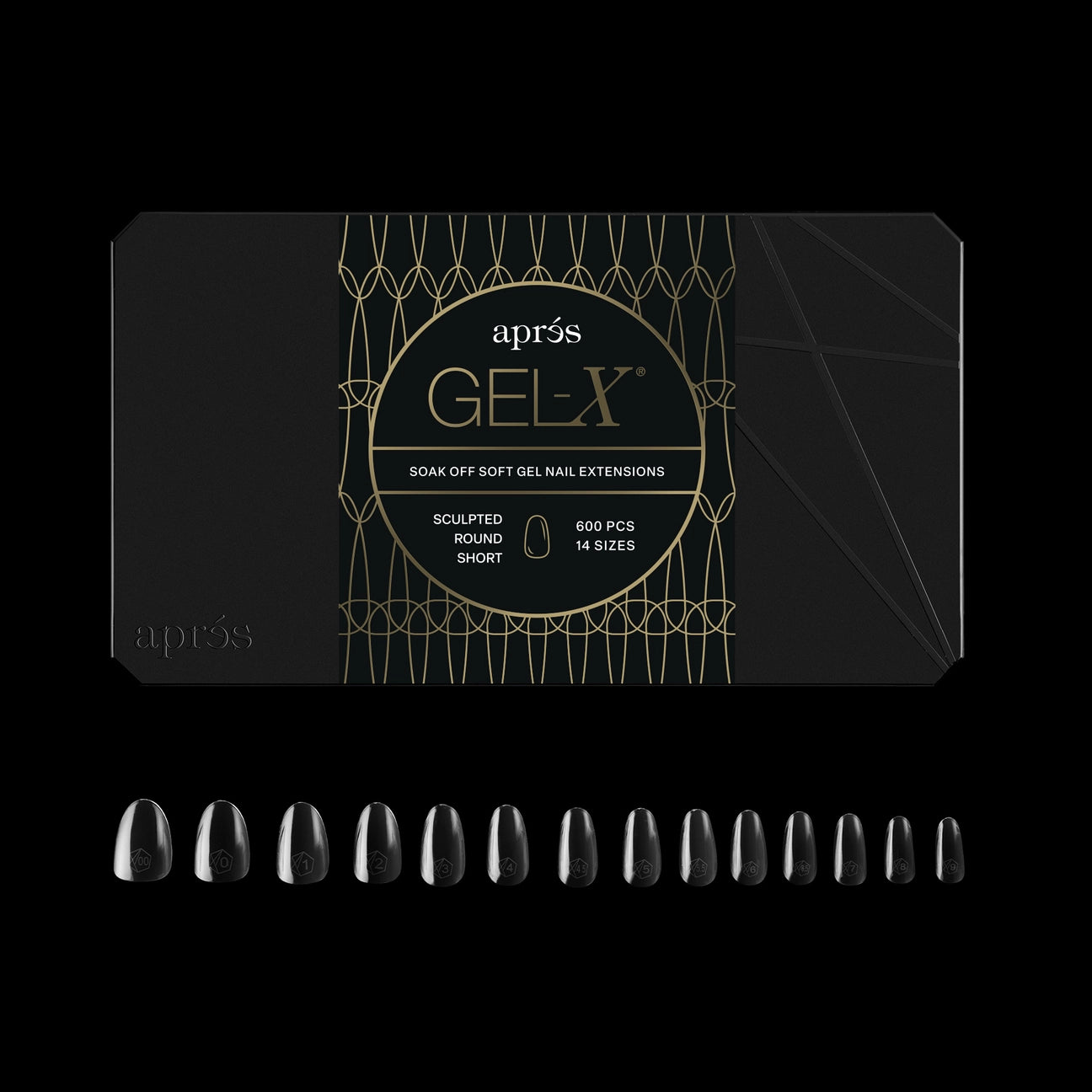 APRES Gel-X Tips 2.0 - Sculpted Round Short #S (600pcs Box of Tips 14 sizes)