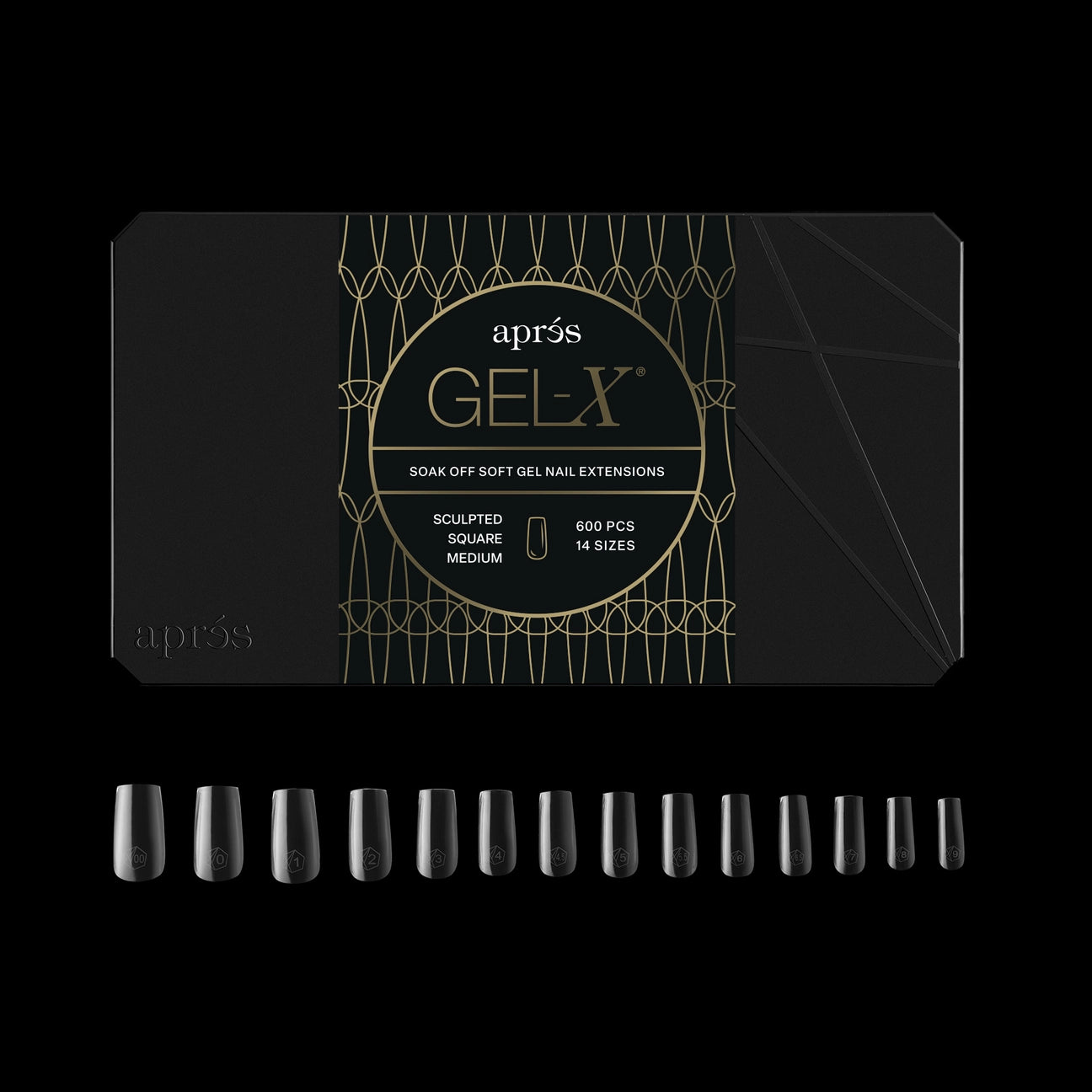 APRES Gel-X Tips 2.0 - Sculpted Square Medium #M (600pcs Box of Tips 14 sizes)