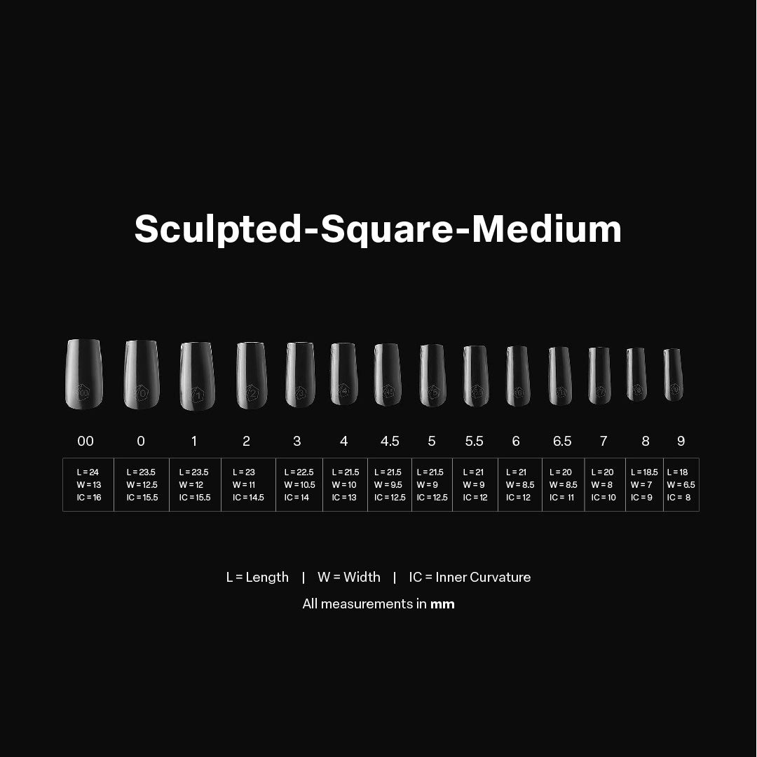 APRES Gel-X Tips 2.0 - Sculpted Square Medium #M (600pcs Box of Tips 14 sizes)