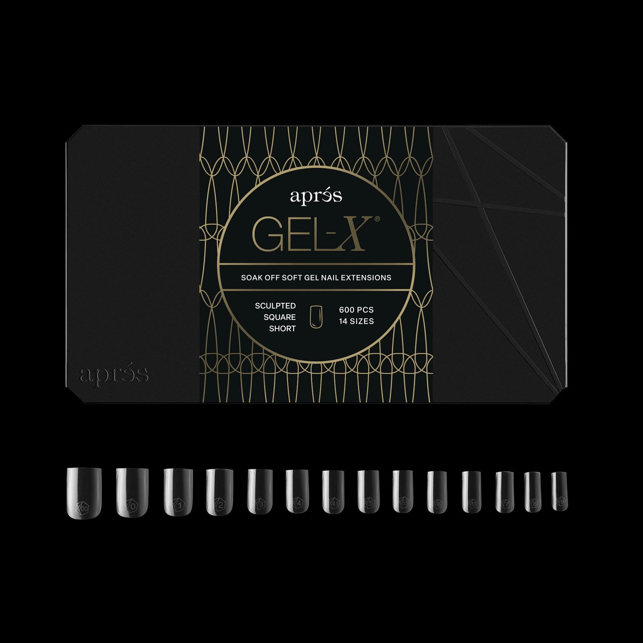 APRES Gel-X Tips 2.0 - Sculpted Square Short #S (600pcs Box of Tips 14 sizes)