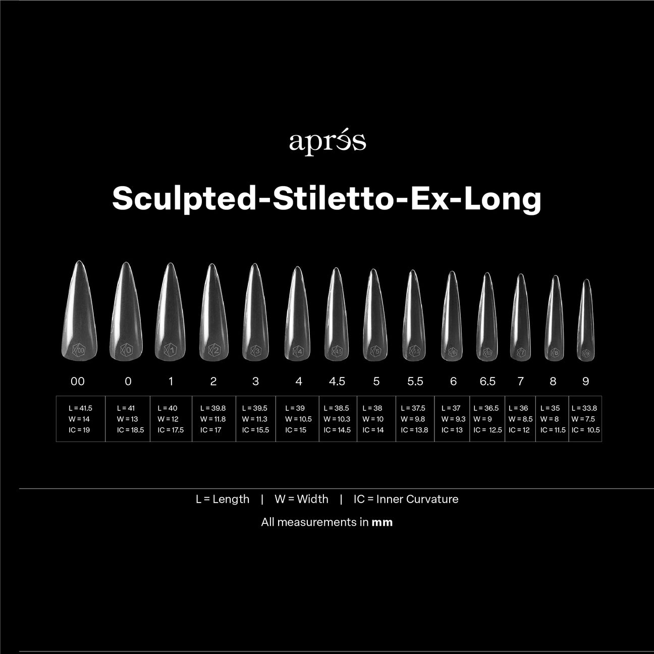 APRES Gel-X Tips 2.0 - Sculpted Stiletto Extra Long #XL (420pcs Box of Tips 14 sizes)