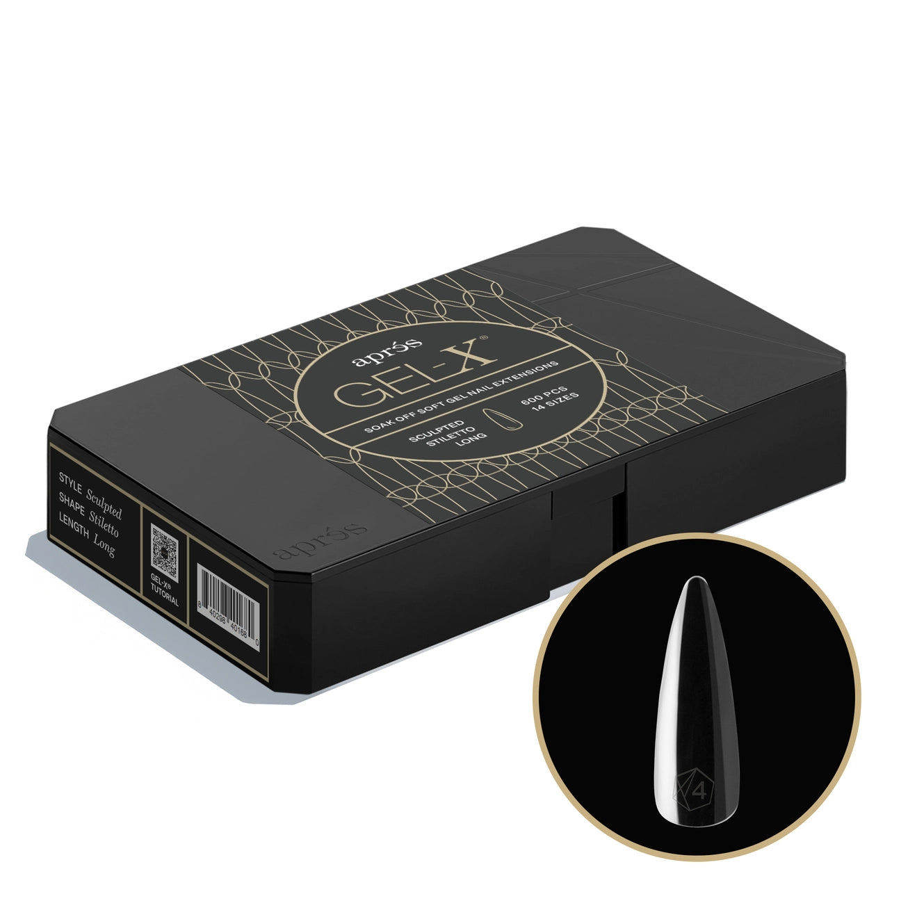 APRES Gel-X Tips 2.0 - Sculpted Stiletto Long #L (600pcs Box of Tips 14 sizes)