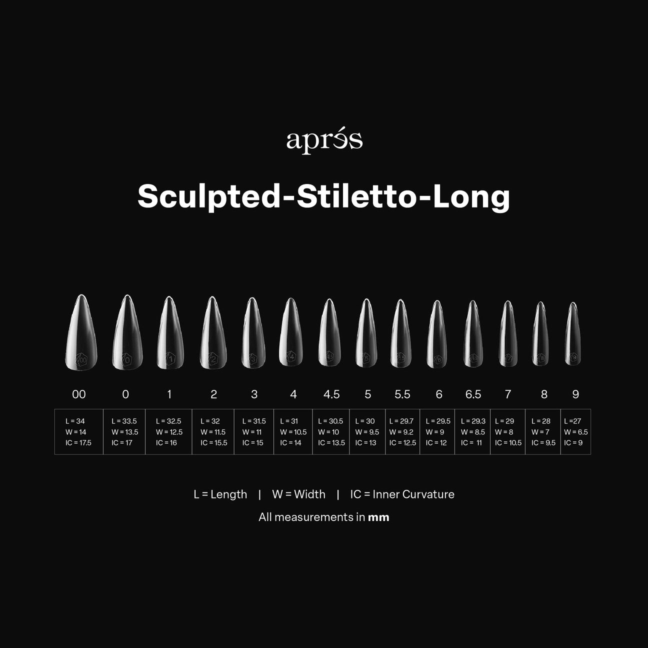 APRES Gel-X Tips 2.0 - Sculpted Stiletto Long #L (600pcs Box of Tips 14 sizes)