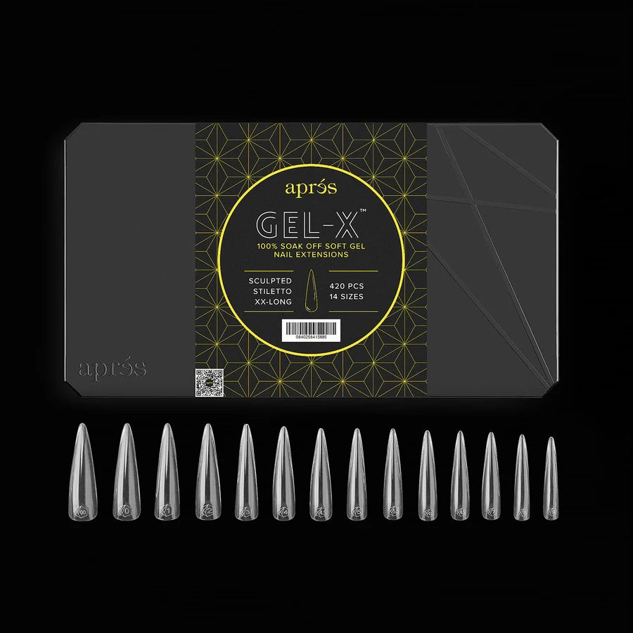 APRES Gel-X Tips 2.0 - Sculpted Stiletto Extra Extra Long #XXL (420pcs Box of Tips 14 sizes)