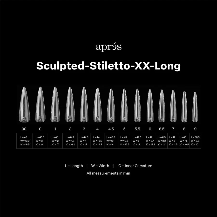 APRES Gel-X Tips 2.0 - Sculpted Stiletto Extra Extra Long #XXL (420pcs Box of Tips 14 sizes)
