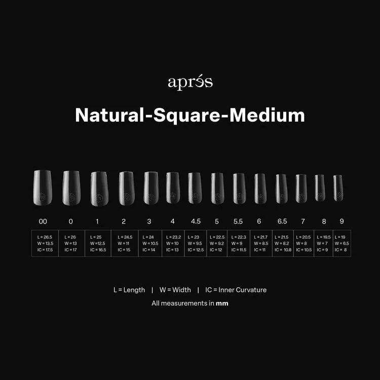 APRES Gel-X Tips 2.0 - Natural Square Medium #M (600pcs Box of Tips 14 sizes)