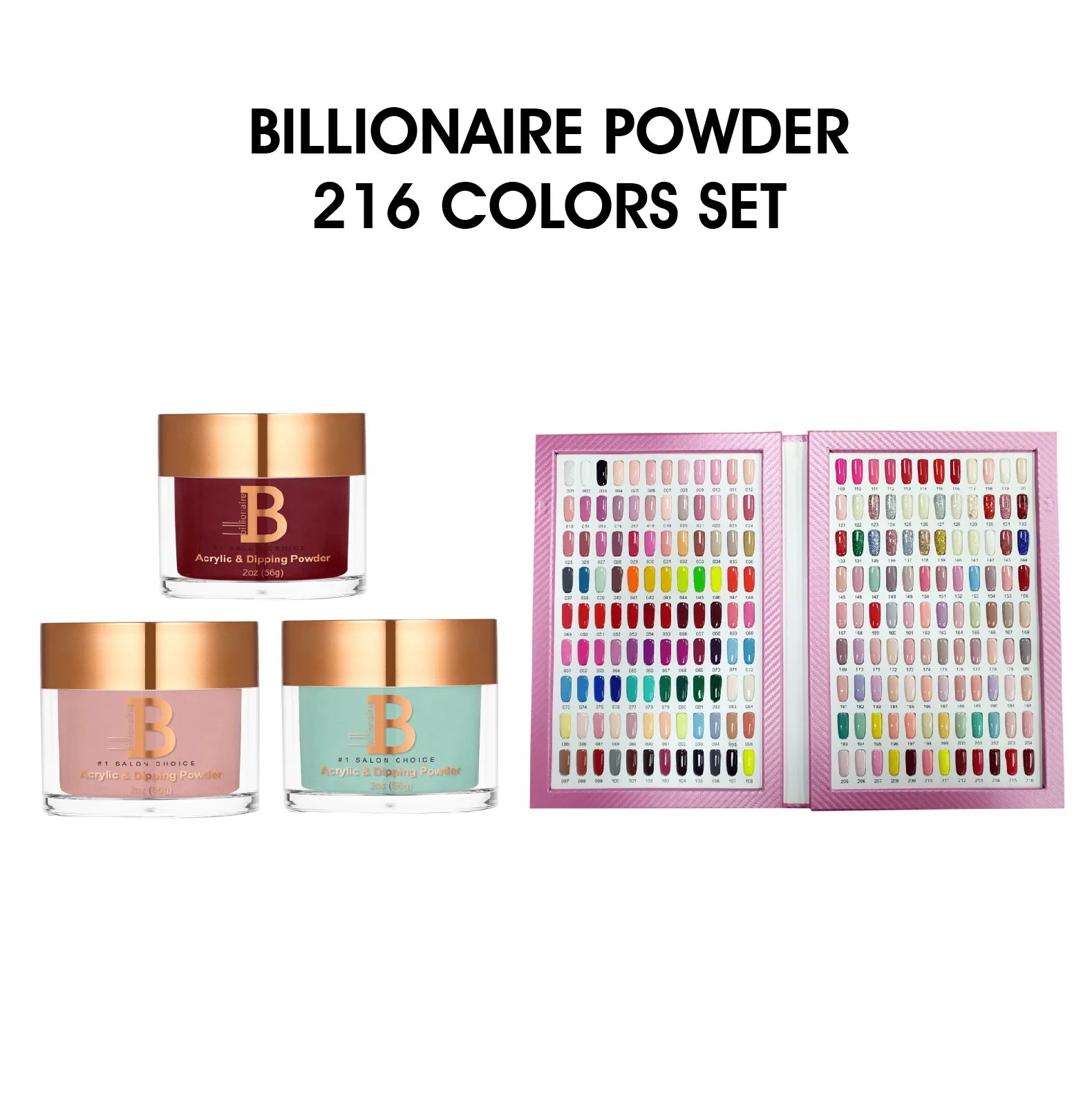 Billionaire DIP POWDER - Full set 216 Colors + Free 1 Color Book