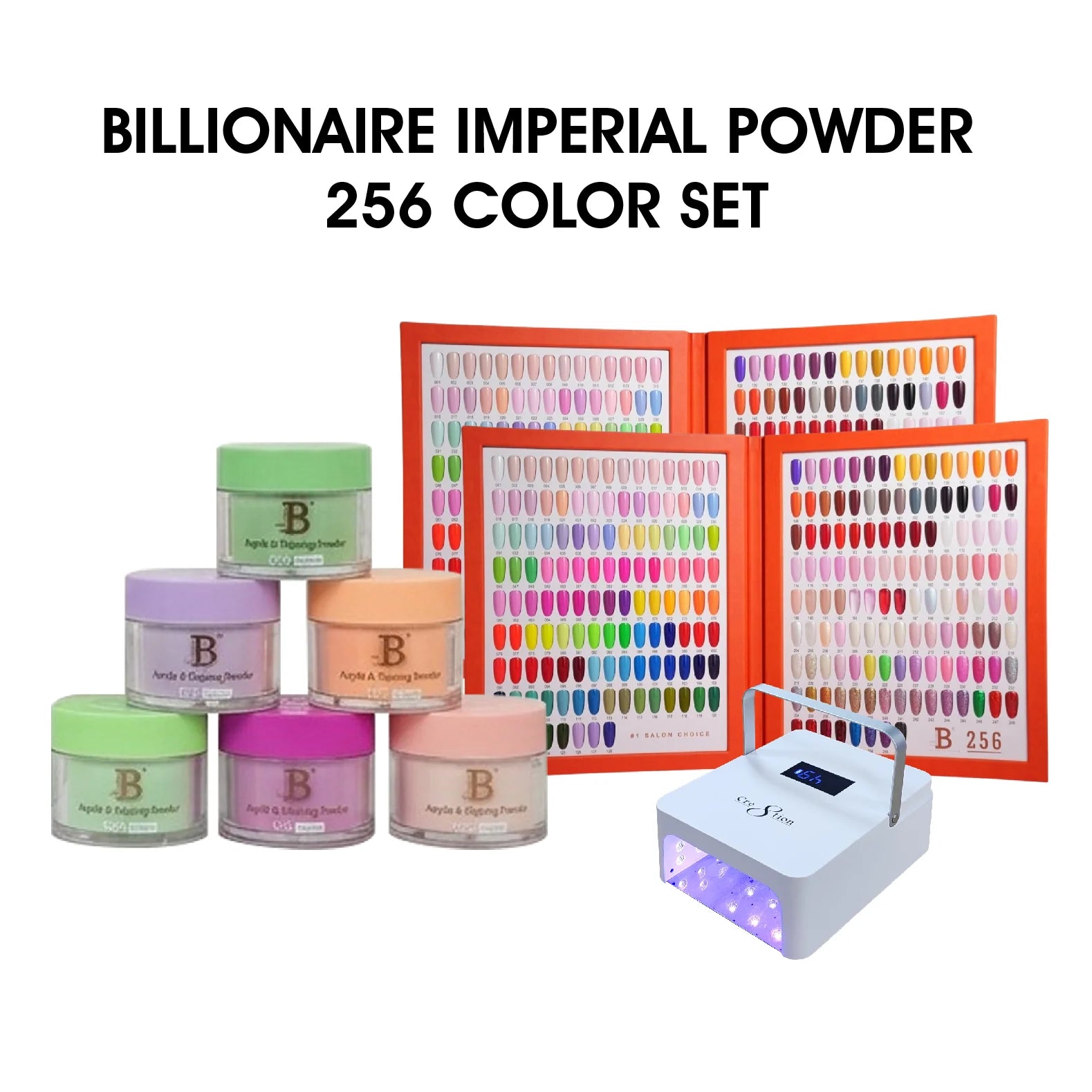 Billionaire Imperial Dip Powder - Full set 256 Colors + Free 2 Color Books & 1 Cre8tion Cordless Lamps
