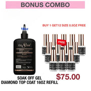 Cre8tion Gel Diamond No Wipe Top Coat 16oz Refill - Buy 1 Get 12 Size 0.5oz Free - TTT Nails Supply