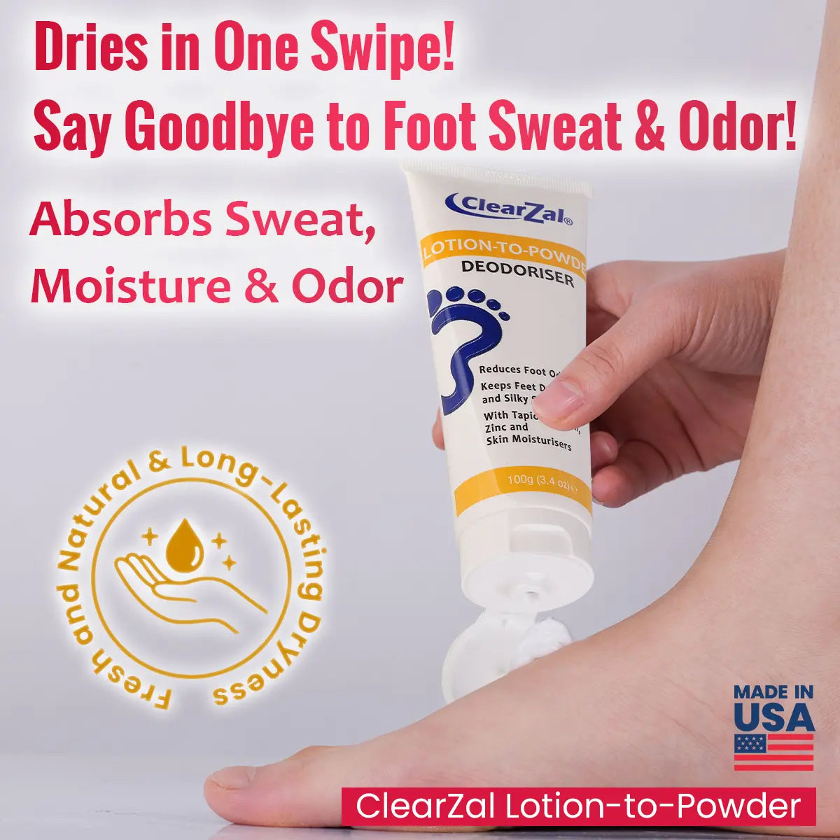 ClearZal® Lotion to Powder Deodoriser 100g (3.4oz)