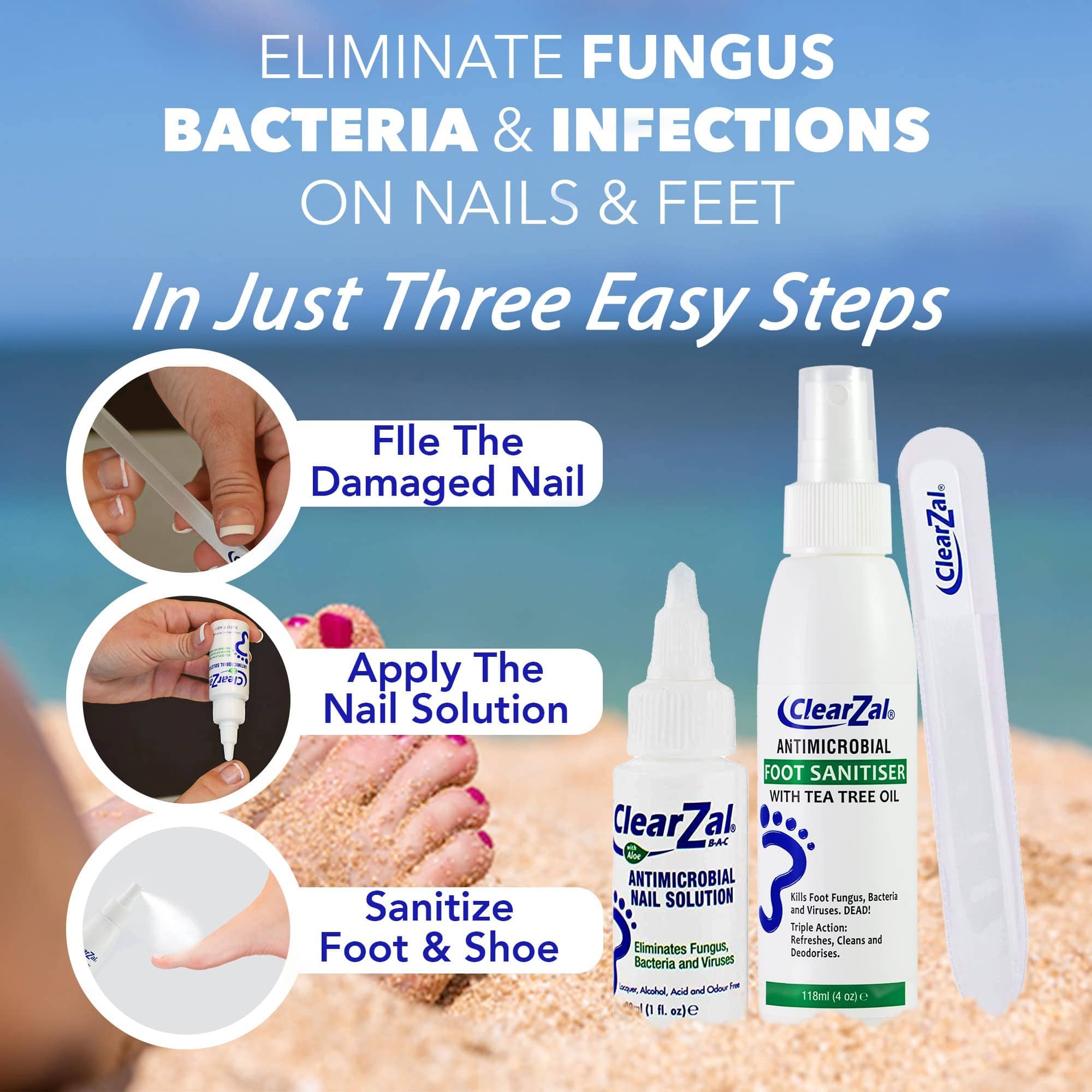 ClearZal® Nail & Foot Kit – Antimicrobial Nail Solution + Foot Sanitiser