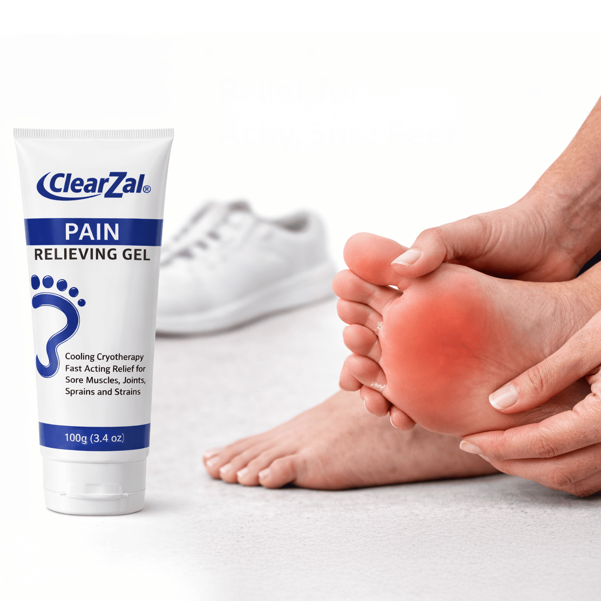 ClearZal® Pain Relieving Gel Hands-Free Tube 100g (3.4oz)