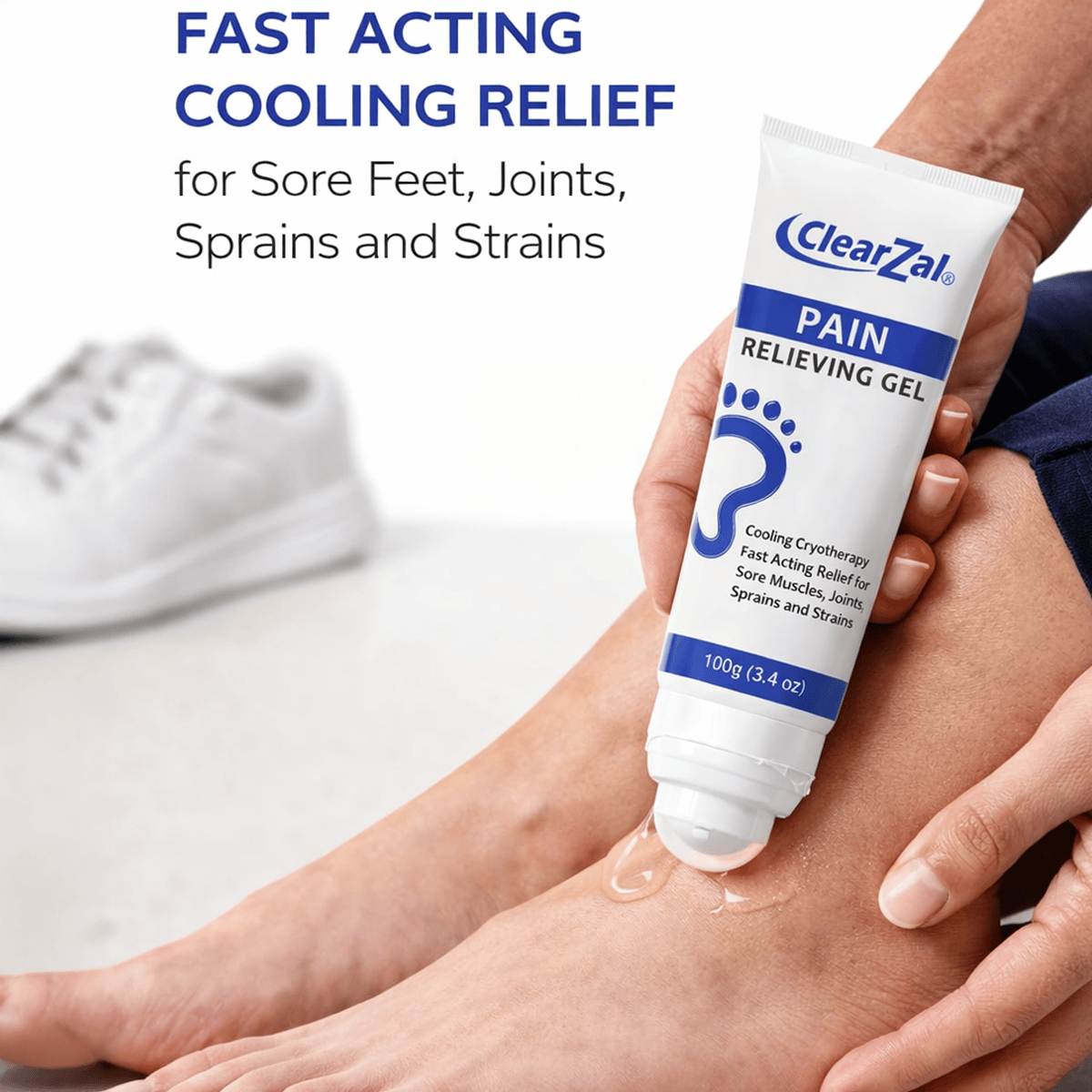 ClearZal® Pain Relieving Gel Hands-Free Tube 100g (3.4oz)