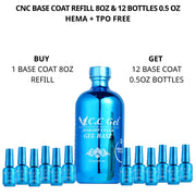 CnC Gel Base Coat Refill 8oz + Free 12 bottles 0.5oz (HEMA & TPO FREE)