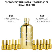 CnC Gel Top Coat No Wipe Refill 8oz + Free 12 bottles 0.5oz (HEMA TPO FREE)