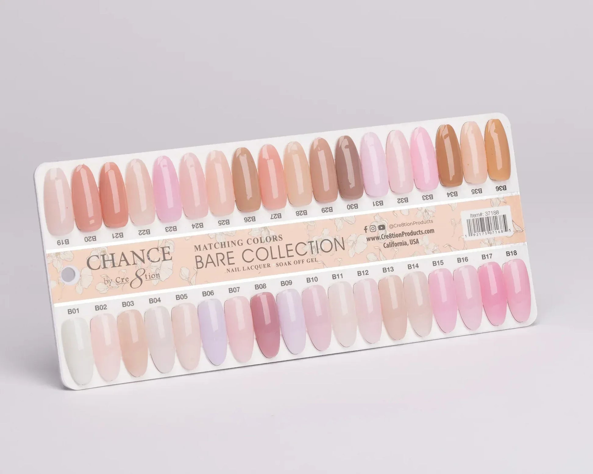 Cre8tion CHANCE Matching Duo Gel Polish 0.5oz - Bare Collection 36 colors + sample - TTT Nails Supply