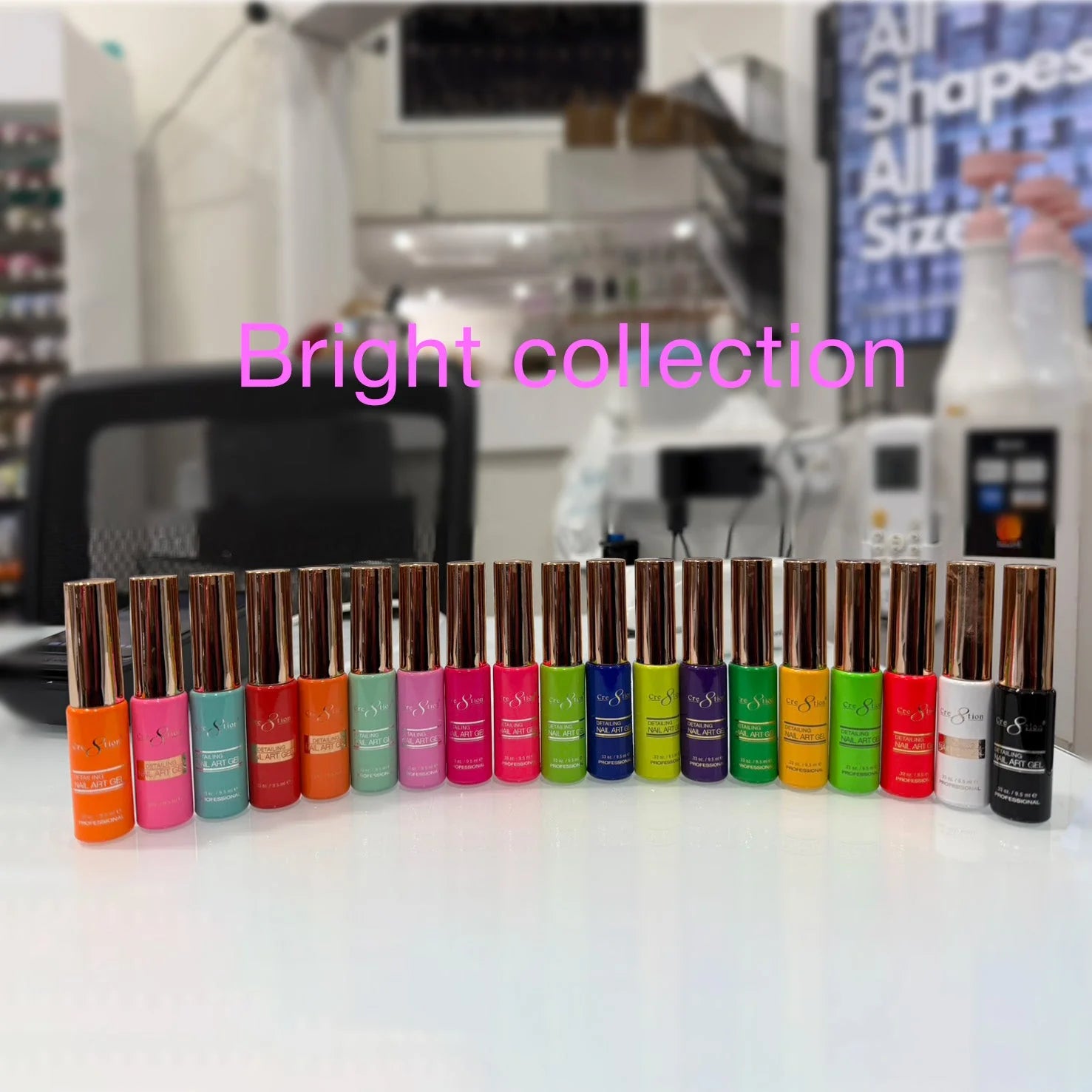 Cre8tion Detailing Nail Art Gel - Bright Collection - 18 colors 0.33oz (gel line)