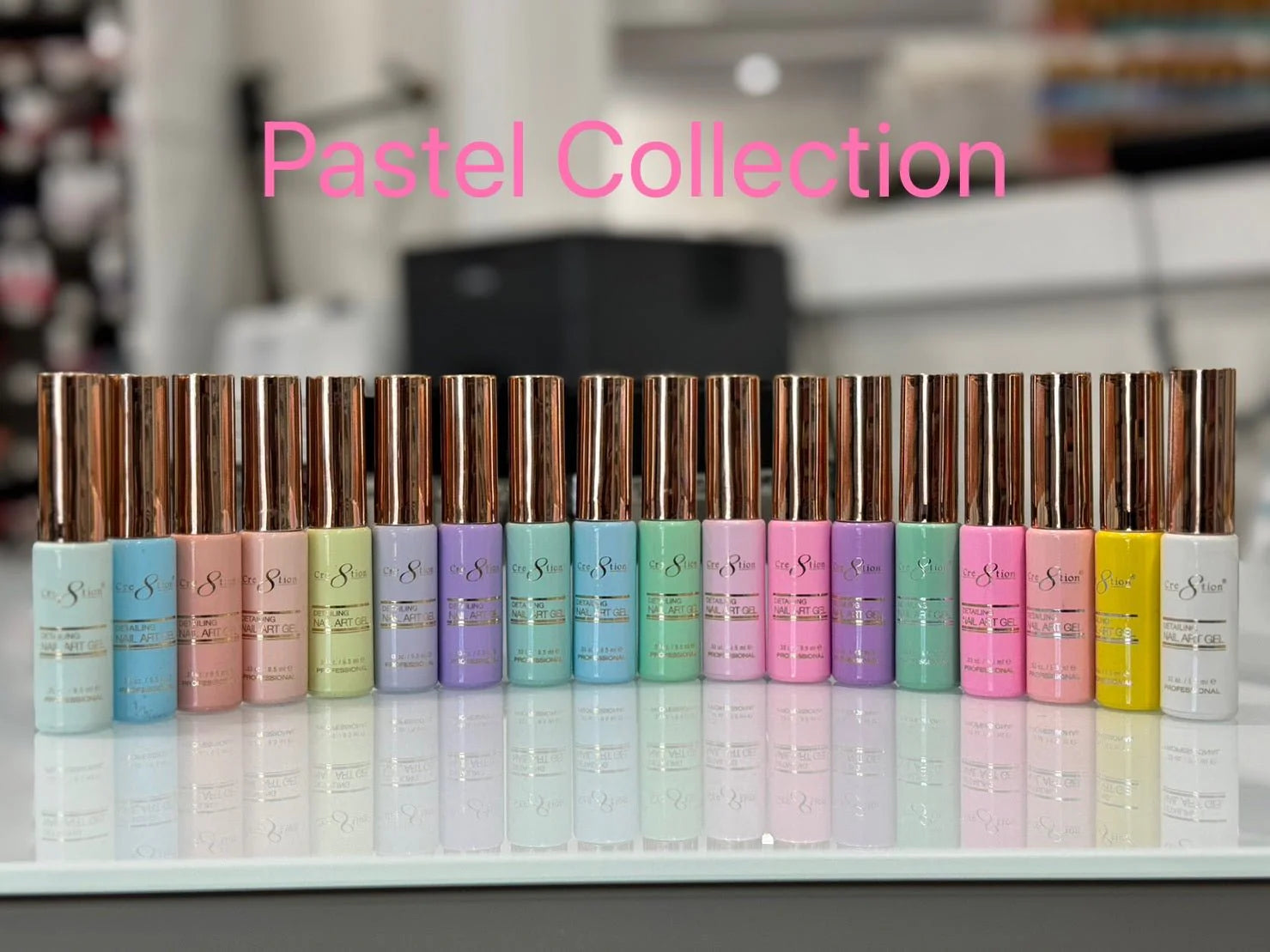 Cre8tion Detailing Nail Art Gel - Pastel Collection - 18 colors 0.33oz (gel line)