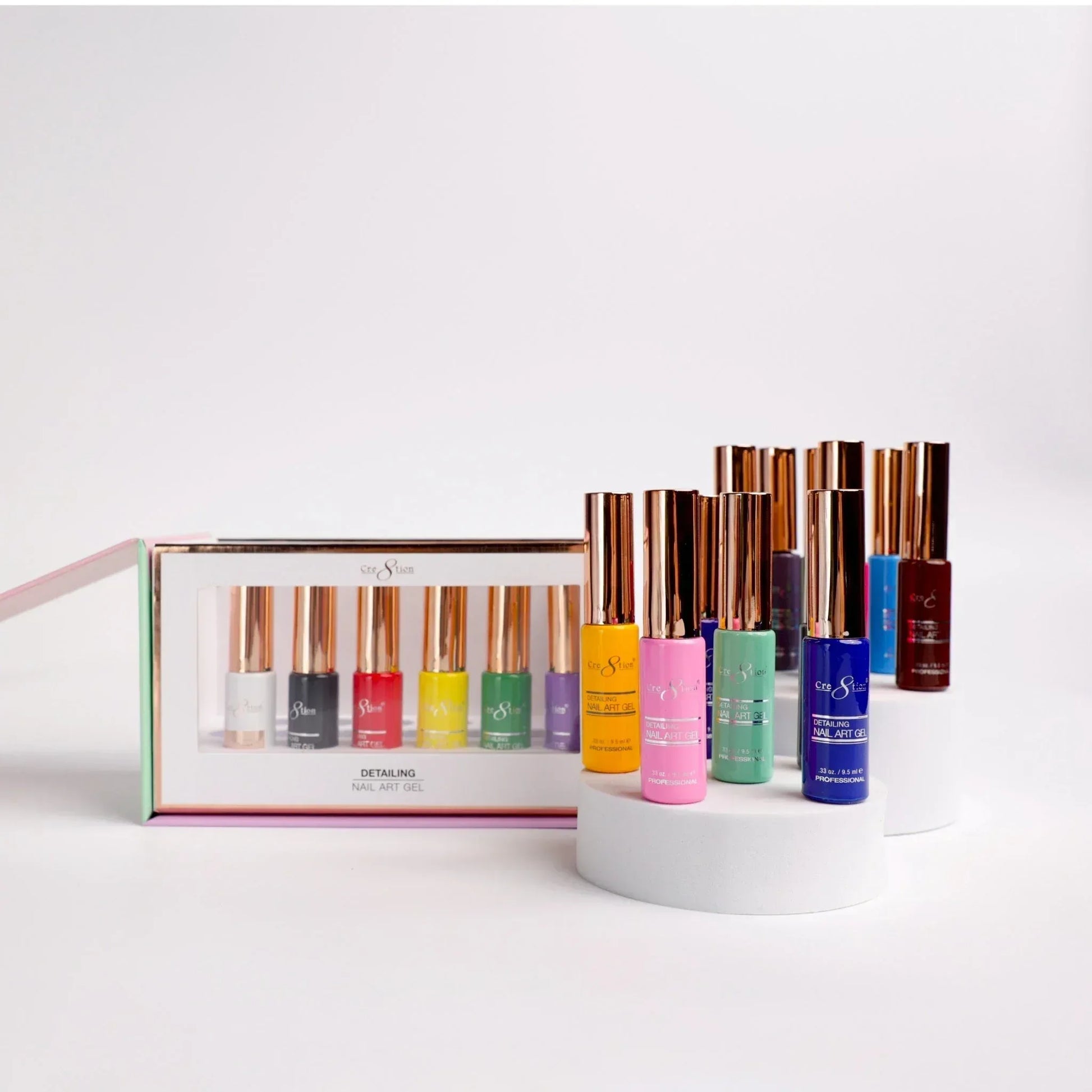 Cre8tion Detailing Nail Art Gel - Primary Collection - 18 colors 0.33oz (gel line) - TTT Nails Supply