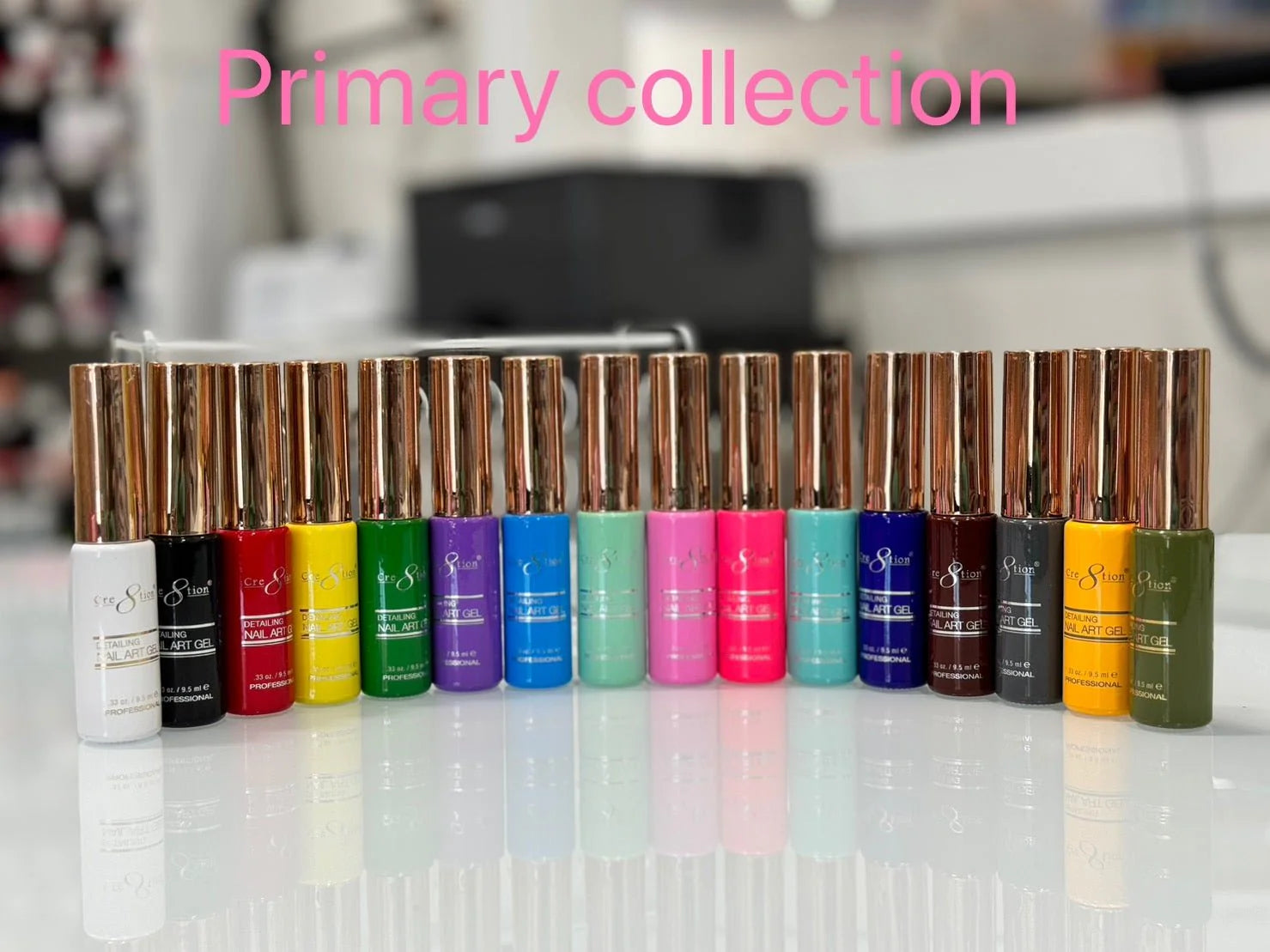 Cre8tion Detailing Nail Art Gel - Primary Collection - 18 colors 0.33oz (gel line)