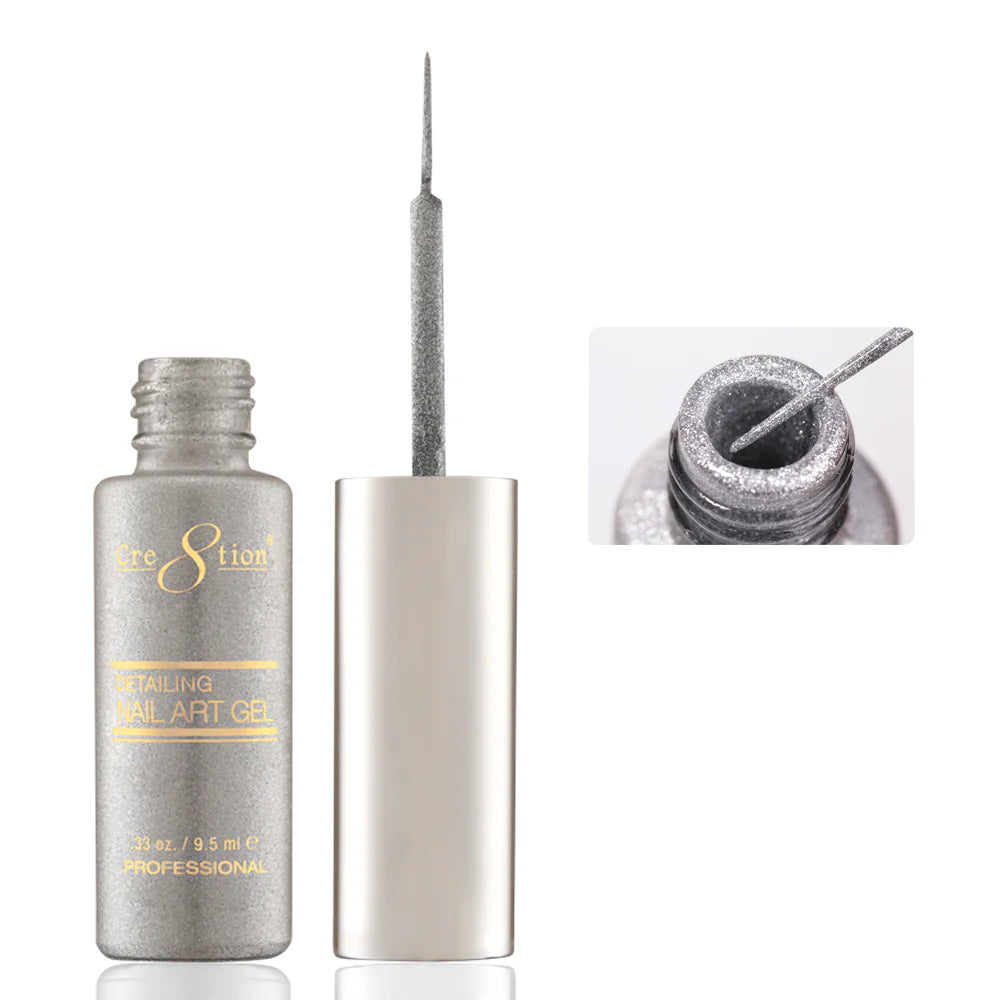 Cre8tion Detailing Nail Art Gel 0.33oz - #23 Fine Silver