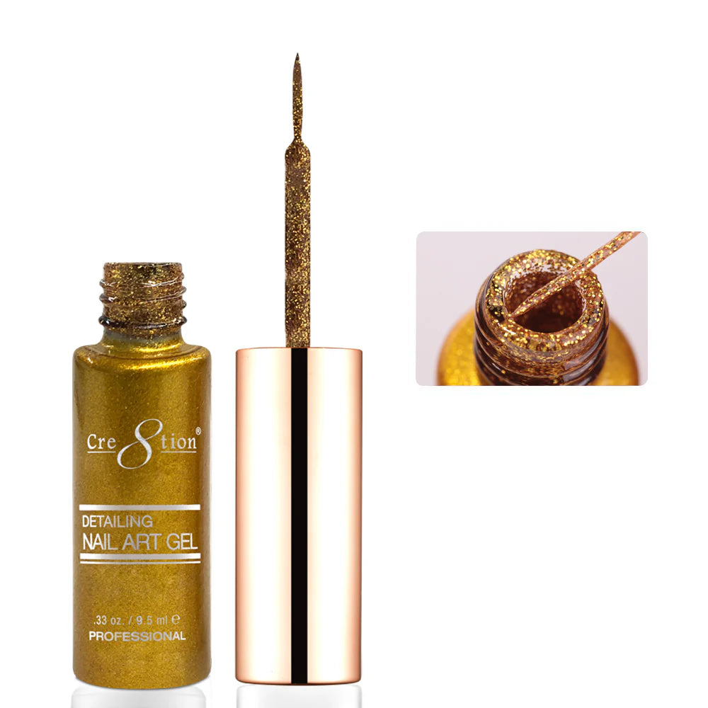 Cre8tion Detailing Nail Art Gel 0.33oz - #26 Gold Glitter