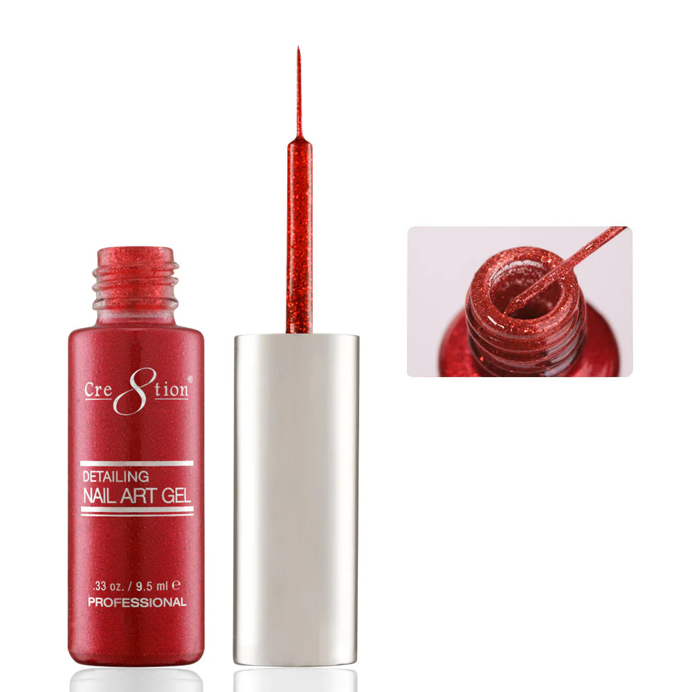 Cre8tion Detailing Nail Art Gel 0.33oz - #28 Red Glitter