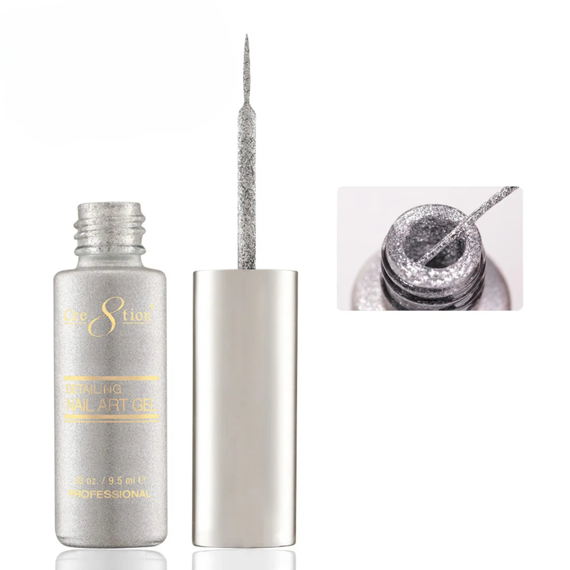 Cre8tion Detailing Nail Art Gel 0.33oz - #41 Bright Silver Platinum
