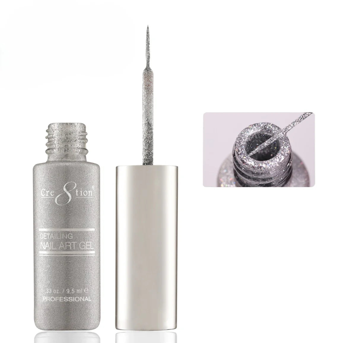 Cre8tion Detailing Nail Art Gel 0.33oz - #42 Bright Holographic Silver