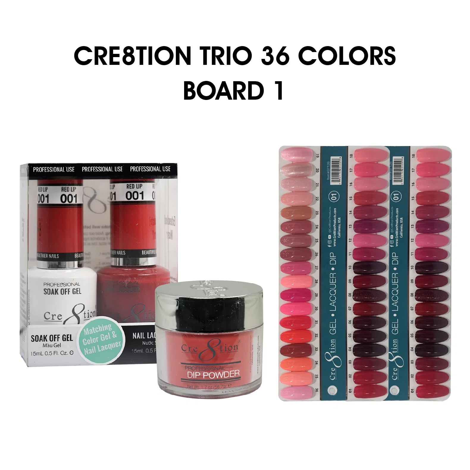Cre8tion TRIO Matching Color - 36 colors Board 1 (#01-#36) + Free 2 Color Chart