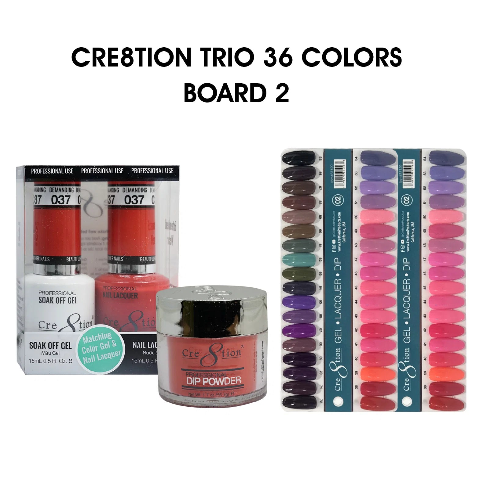 Cre8tion TRIO Matching Color - 36 colors Board 2 (#37-#72) + Free 2 Color Chart