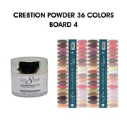 Cre8tion Dip POWDER 2oz - 36 colors Board 4 (#109-#144) + Free 1 Color Chart