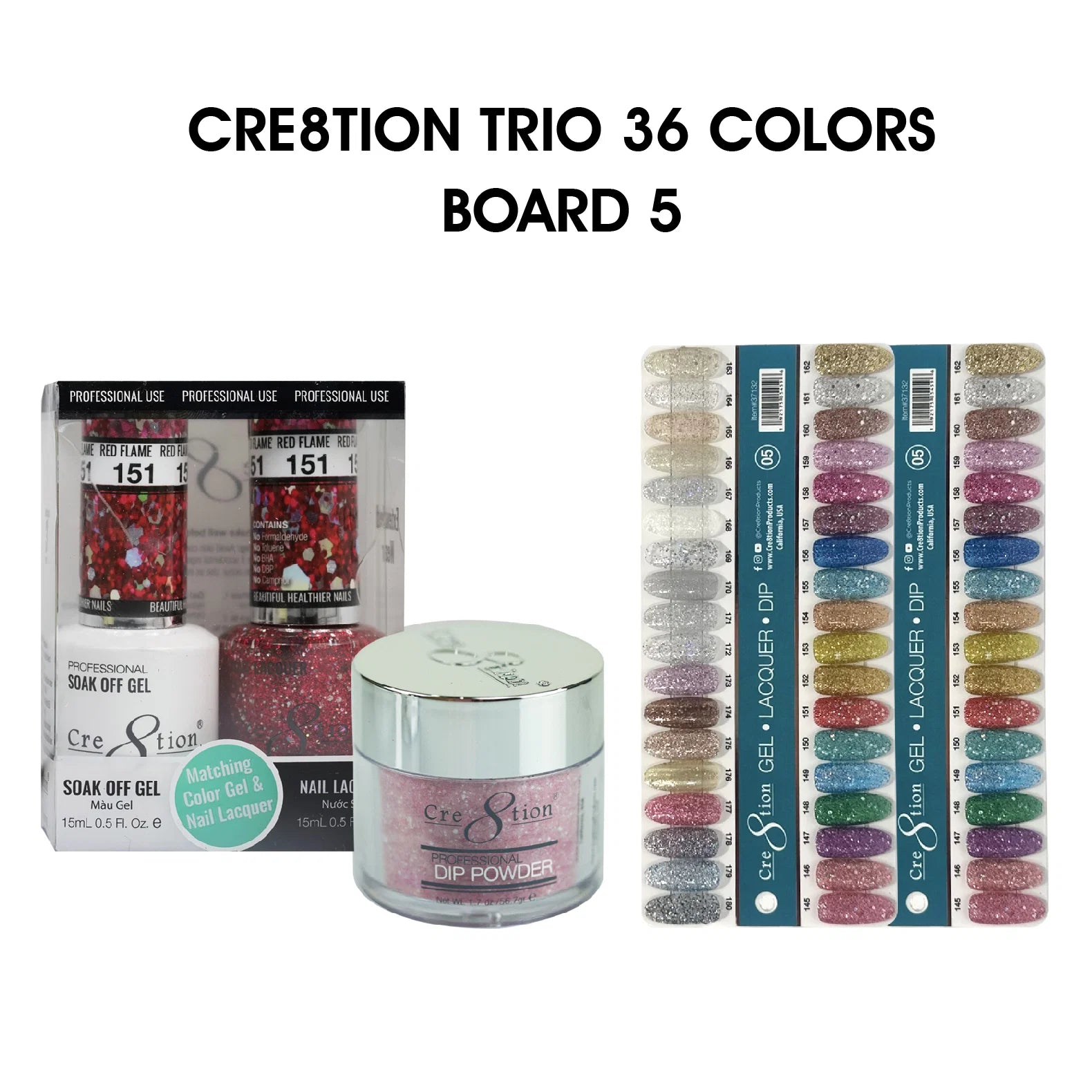 Cre8tion TRIO Matching Color - 36 colors Board 5 (#145-#180) + Free 2 Color Chart