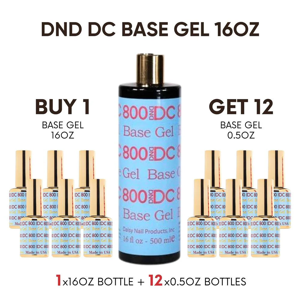 DC #800 Gel Base Coat 16oz Refill + Free 12 Free 0.5oz Bottles