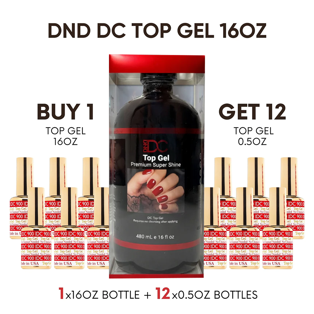 DC Top Gel Premium Super Shine Refill 16oz (DC #900) + Free 12 Bottles 0.5oz