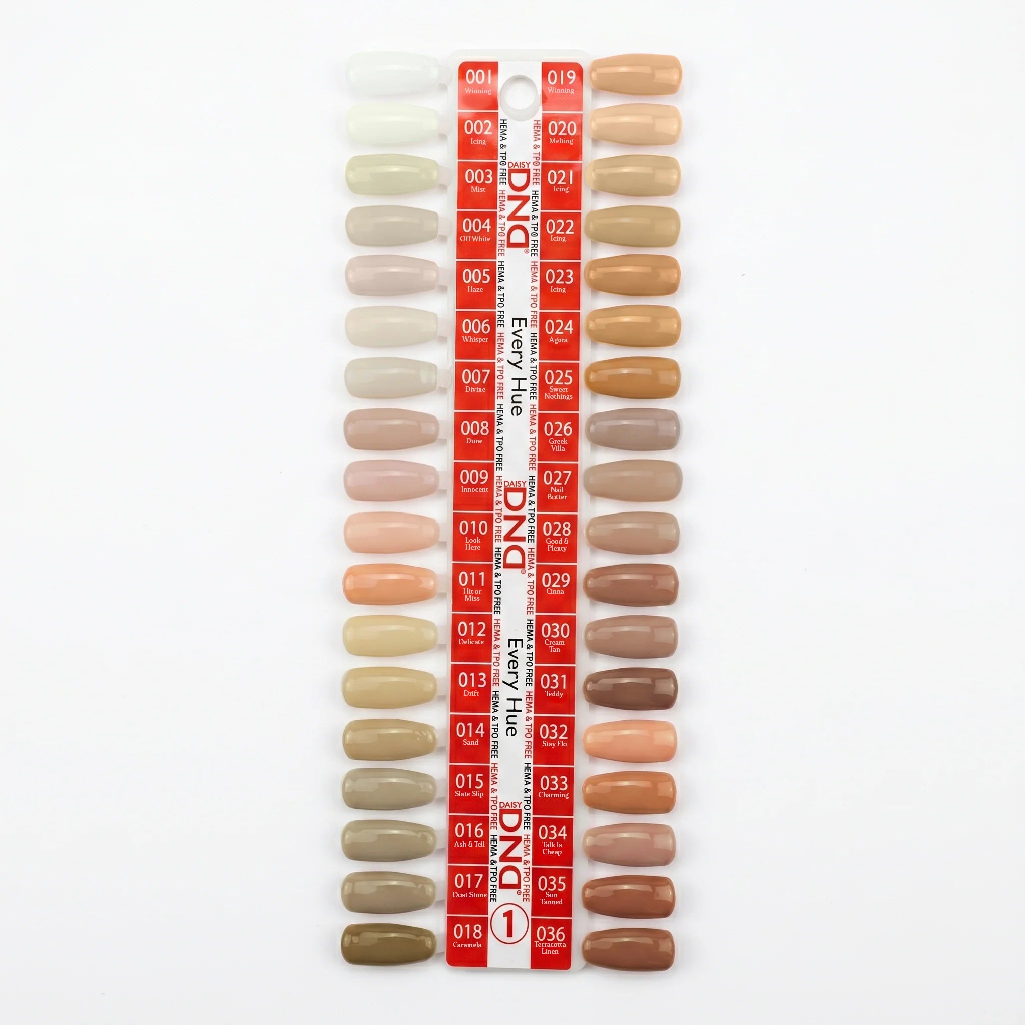 DND HEMA & TPO Free - Swatch #01 - Every Hue Collection, 36 colors (#01 to #36) + Free Sample