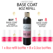 Gelixir Gel Base Coat Refill 8oz + Free 08 bottles 0.5oz