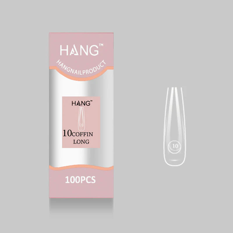HANG Premium Flex-Gel X Tip Refill: Coffin Long Size 0 - 11 (100pcs/bag)