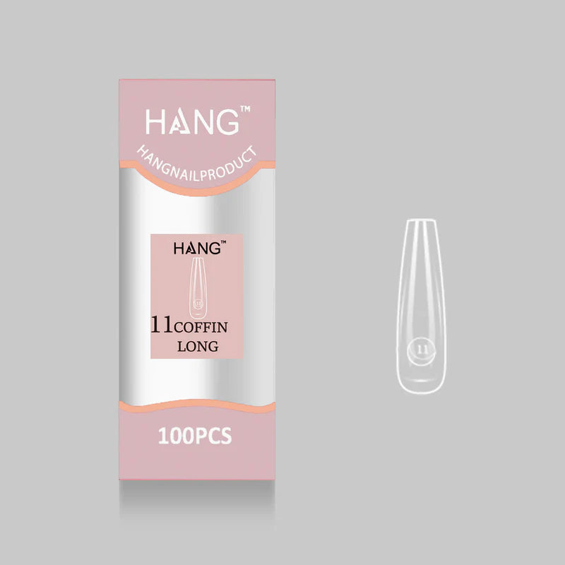 HANG Premium Flex-Gel X Tip Refill: Coffin Long Size 0 - 11 (100pcs/bag)
