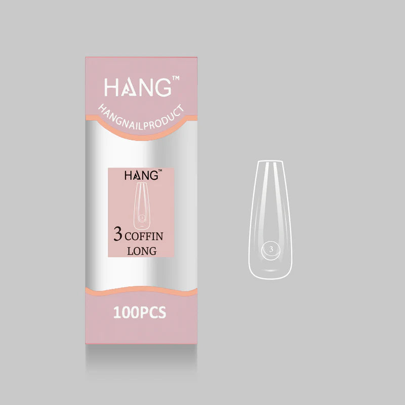 HANG Premium Flex-Gel X Tip Refill: Coffin Long Size 0 - 11 (100pcs/bag)