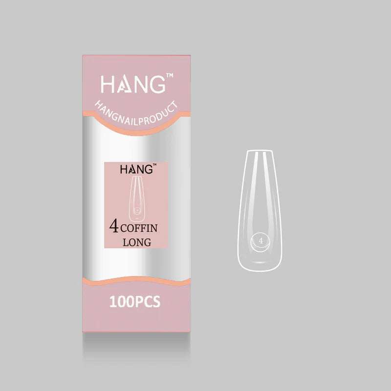 HANG Premium Flex-Gel X Tip Refill: Coffin Long Size 0 - 11 (100pcs/bag)