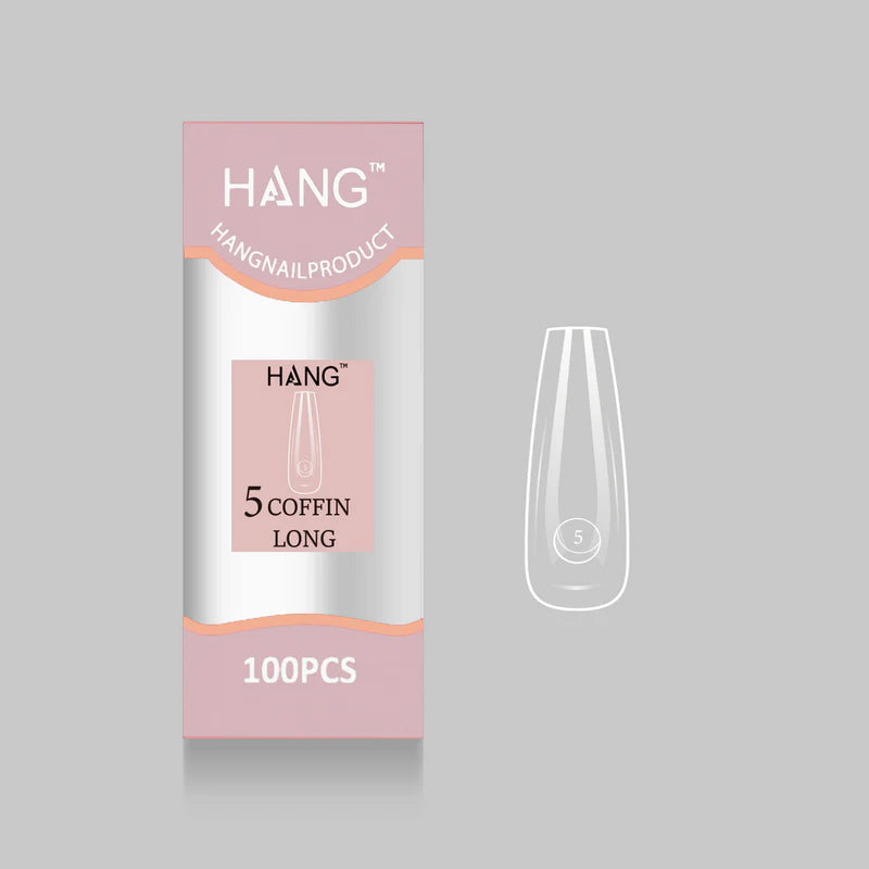 HANG Premium Flex-Gel X Tip Refill: Coffin Long Size 0 - 11 (100pcs/bag)