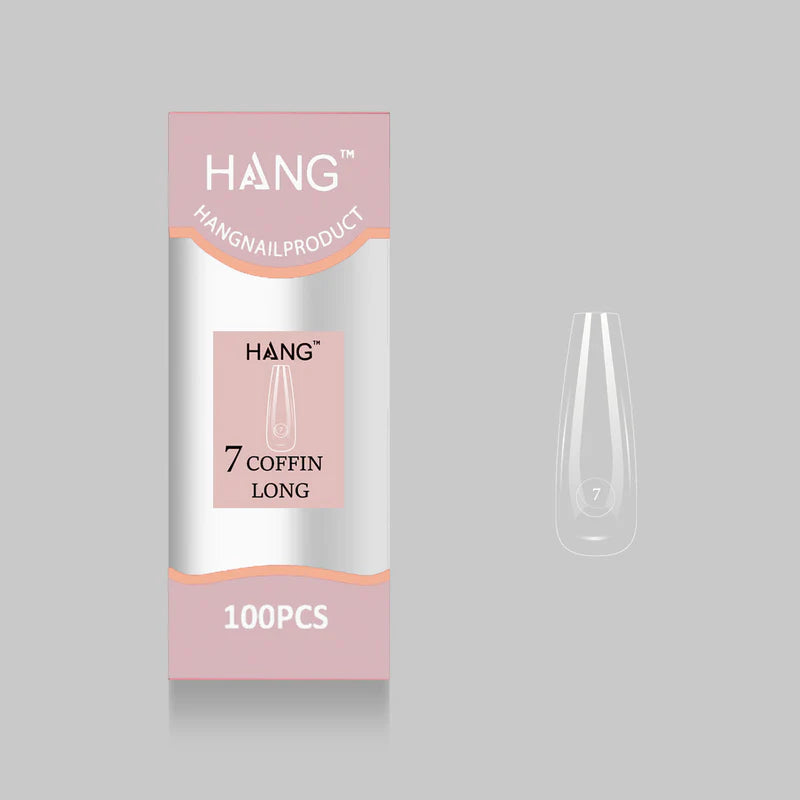 HANG Premium Flex-Gel X Tip Refill: Coffin Long Size 0 - 11 (100pcs/bag)