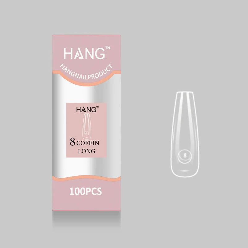 HANG Premium Flex-Gel X Tip Refill: Coffin Long Size 0 - 11 (100pcs/bag)